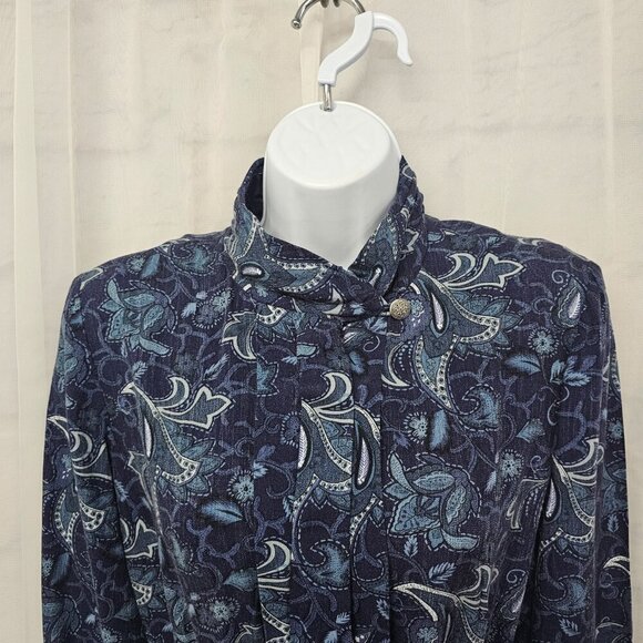 Vintage Leslie Fay Blue Floral Midi Dress Boho 6P - Picture 2 of 13